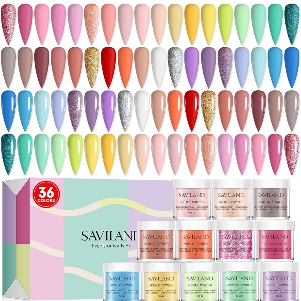 Saviland Acrylic Powder Set Starter - 36 Colors Acrylic Powder for Nails